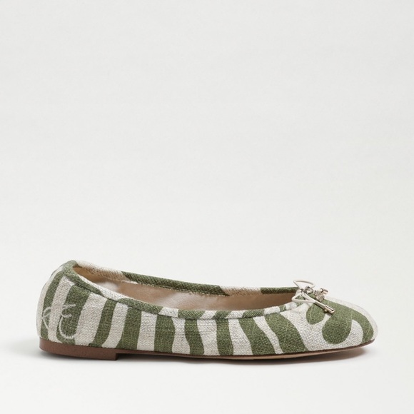 Sam Edelman Felicia green zebra linen ballet flats size 6 - Picture 3 of 8